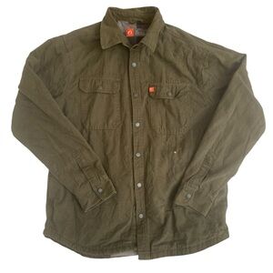Men's Olive Green Button-Front Utility Jacket - Performance Workshirt